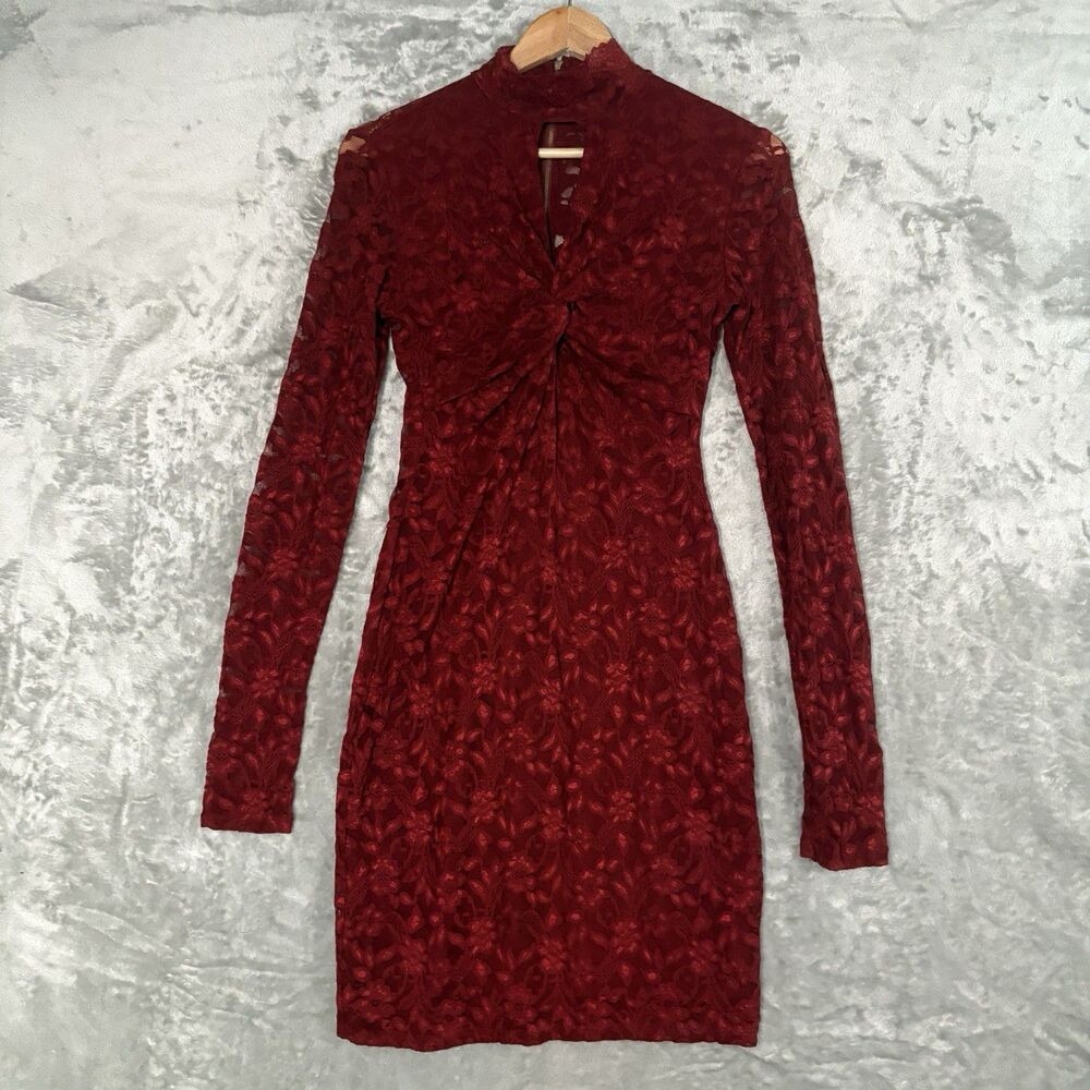 Victoria's Secret Moda International Wine Lace Keyhole Longsleeve Dress ~ S/P